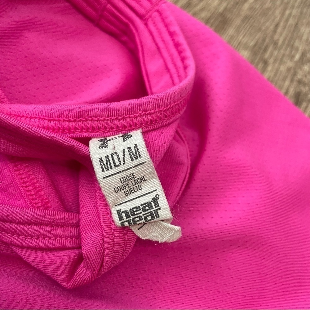 Under Armour Heat Gear Loose Hot Pink Razor Back Tank Top Size Medium - Picture 3 of 3